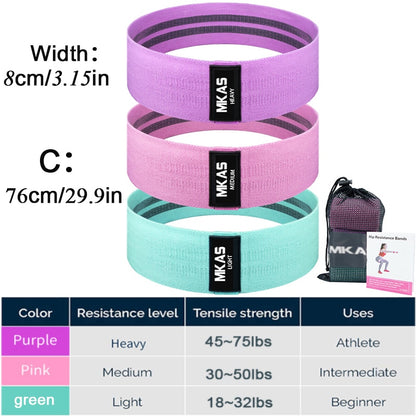 Yoga Resistance Booty Band Home Workout MKAS 3PCS Fitness™️