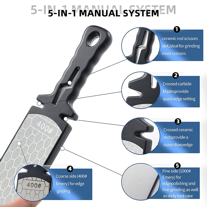 5 In1 Knife Sharpener™️ Diamond Bars 400/1000 Multi-Tool Kitchen Knives Tungsten™️