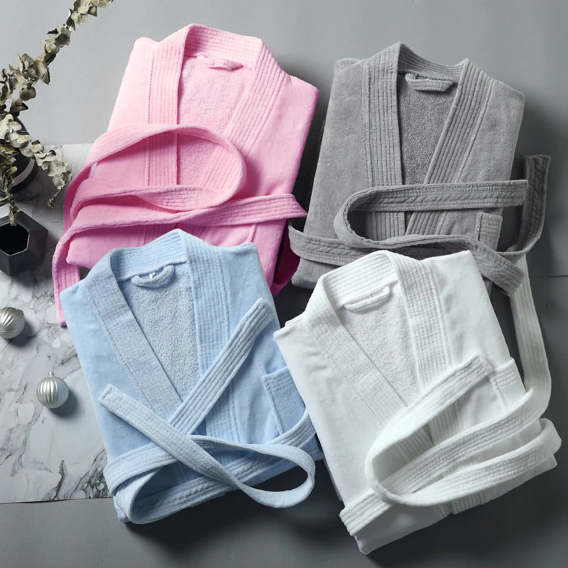 Unisex 100% Cotton Terry Bath Robe™️ Towel Kimono Dressing Gown All Seasons