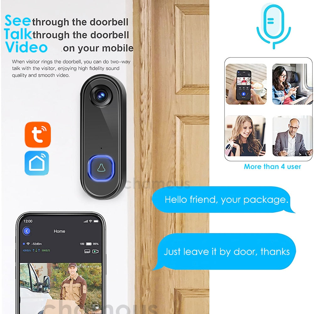 TUYA Video Doorbell WiFi  Wireless Outdoor Waterproof IP65 Alexa Google Home