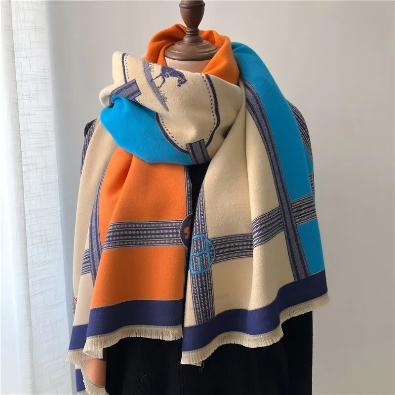 New Fashion Winter Warm Cashmere Shawl™️ Scarf for Women Horse Print Pashmina