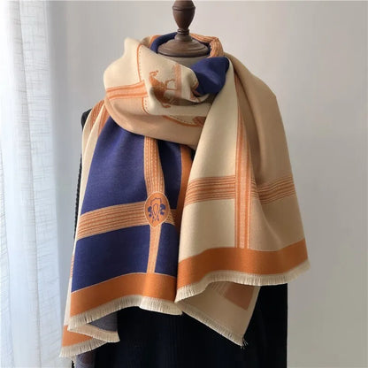 New Fashion Winter Warm Cashmere Shawl™️ Scarf for Women Horse Print Pashmina