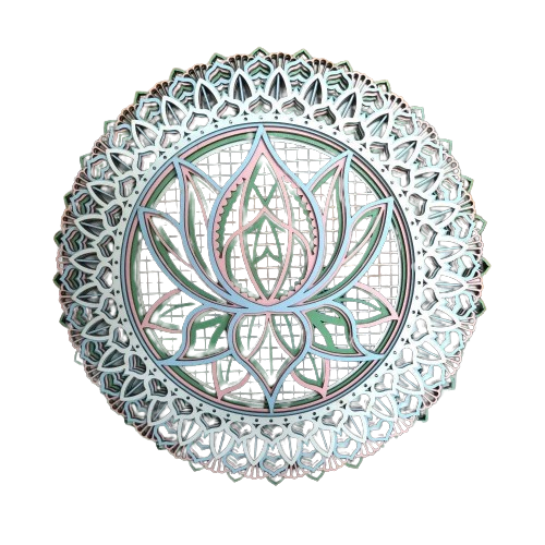 Wooden 3D Three Carvings Mandala Room Decoration Lotus Flower™