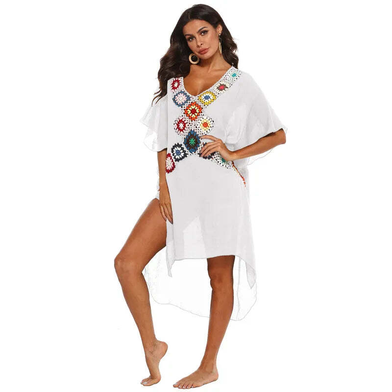 New Women Beach Dress Tunic Cover Up White Outfits Beachwear™