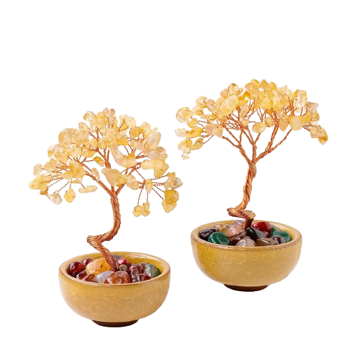 Natural Crystal Energy WrappeTeabowl Yoga Stone Citrine Money Tree™