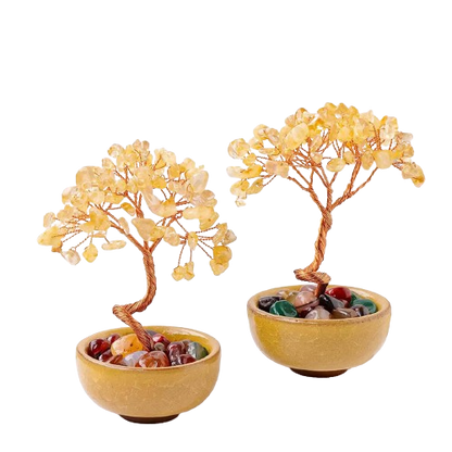 Natural Crystal Energy WrappeTeabowl Yoga Stone Citrine Money Tree™