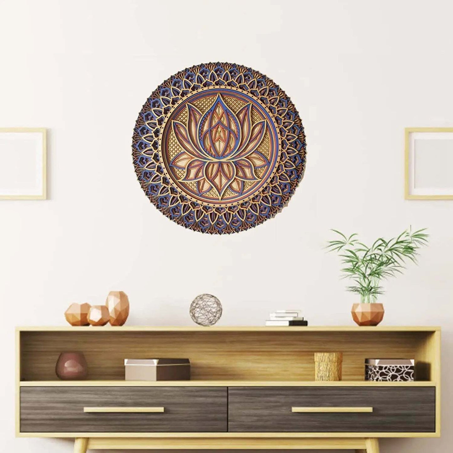 Wooden 3D Three Carvings Mandala Room Decoration Lotus Flower™