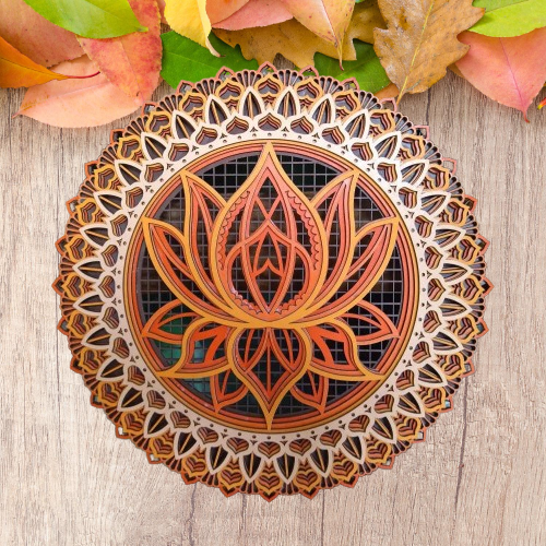 Wooden 3D Three Carvings Mandala Room Decoration Lotus Flower™