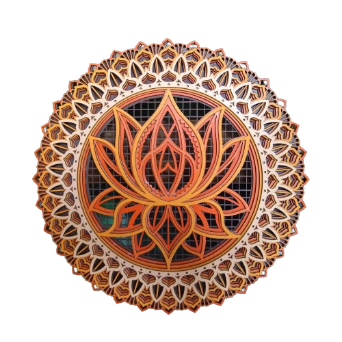 Wooden 3D Three Carvings Mandala Room Decoration Lotus Flower™