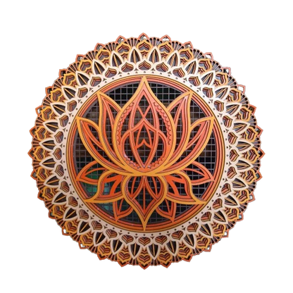 Wooden 3D Three Carvings Mandala Room Decoration Lotus Flower™