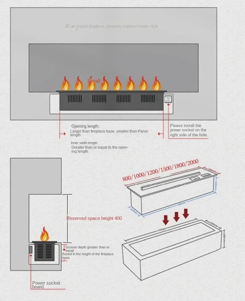 New 3D Fog LED Atomization™️ Flame Electric Remote Control Water Vapor Fireplace