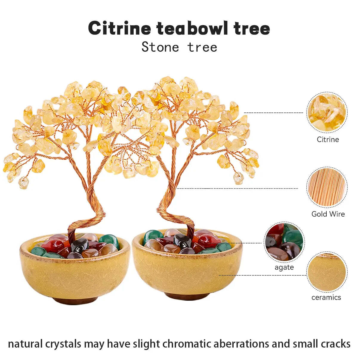 Natural Crystal Energy WrappeTeabowl Yoga Stone Citrine Money Tree™