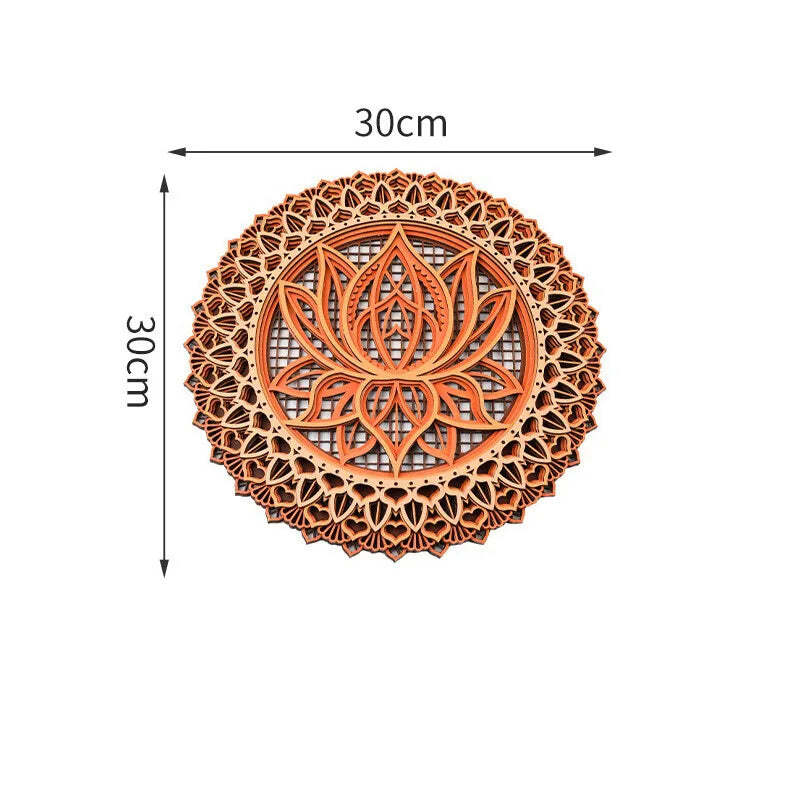 Wooden 3D Three Carvings Mandala Room Decoration Lotus Flower™