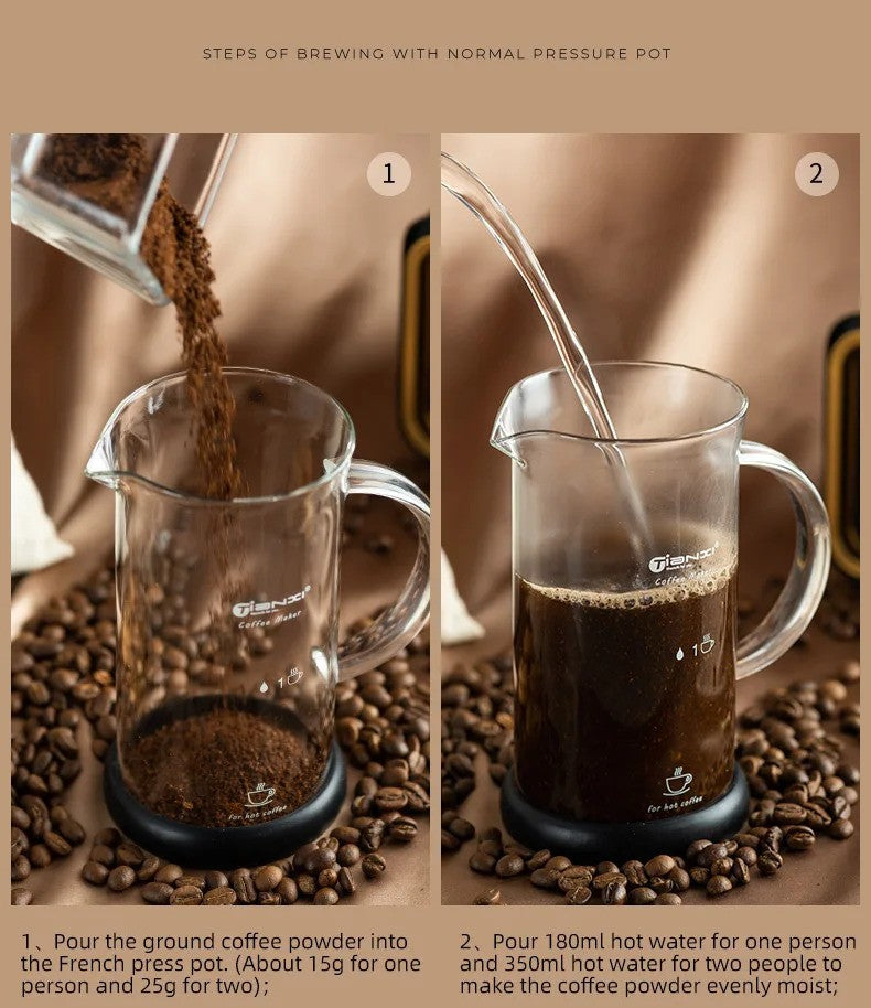 Household Coffee Powder Filter Coffee  Glass Heat Resistant French Press™