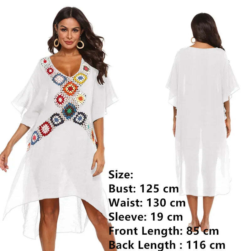 New Women Beach Dress Tunic Cover Up White Outfits Beachwear™