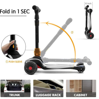 Toddler Scooter 3-12 Years Kids 3 Wheel LED Lights Extra-Wide LOL-FUN™