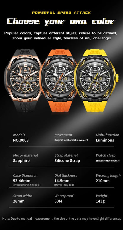 OUPINKE Automatic Mechanical Skeleton Flywheel Sport Men's Watches™