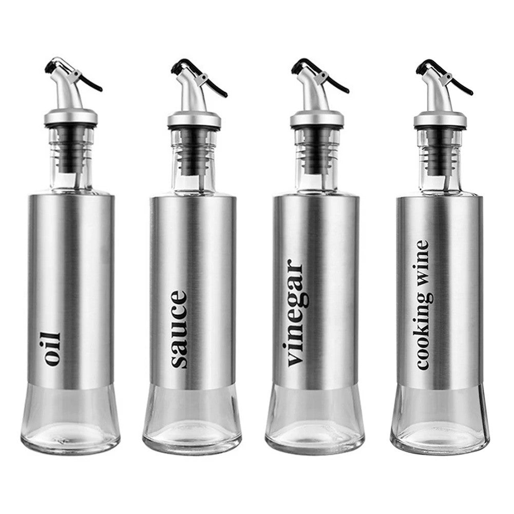 Stainless Steel Oil Bottle No-drip Bottles Sauce Vinegar Gourmet Elegance™