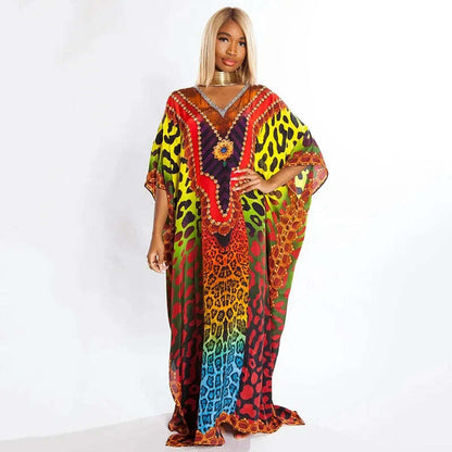 Multicolor Swimsuit Cover Up Beach Maxi Dress Over Size Bathing Suit Kaftan™