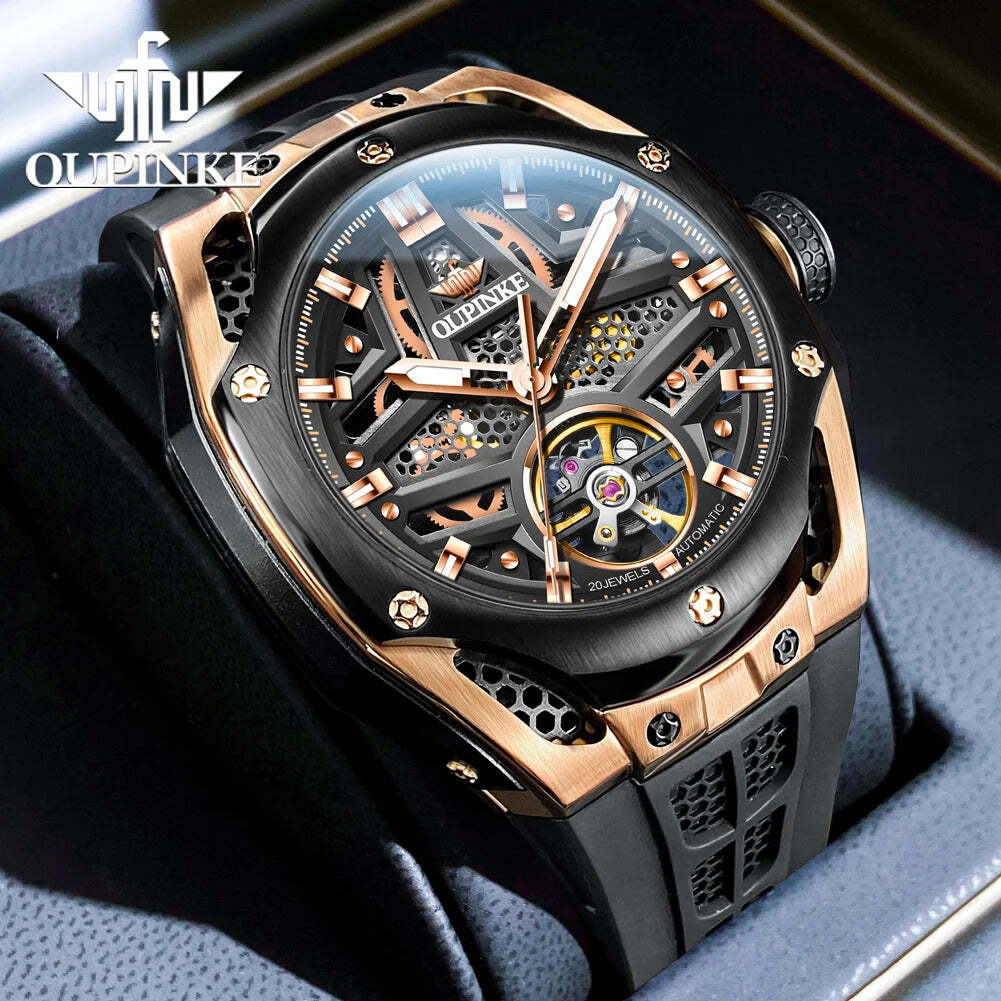 OUPINKE Automatic Mechanical Skeleton Flywheel Sport Men's Watches™