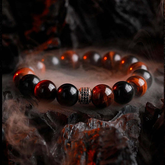 Natural Red Tiger Eye Beads Stone Bracelet  Zircon Accessories Handmade™