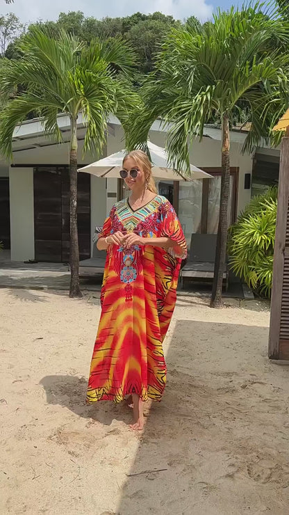 Women's Long Caftans Print Bathing Suit Cover Up Casual Beach™