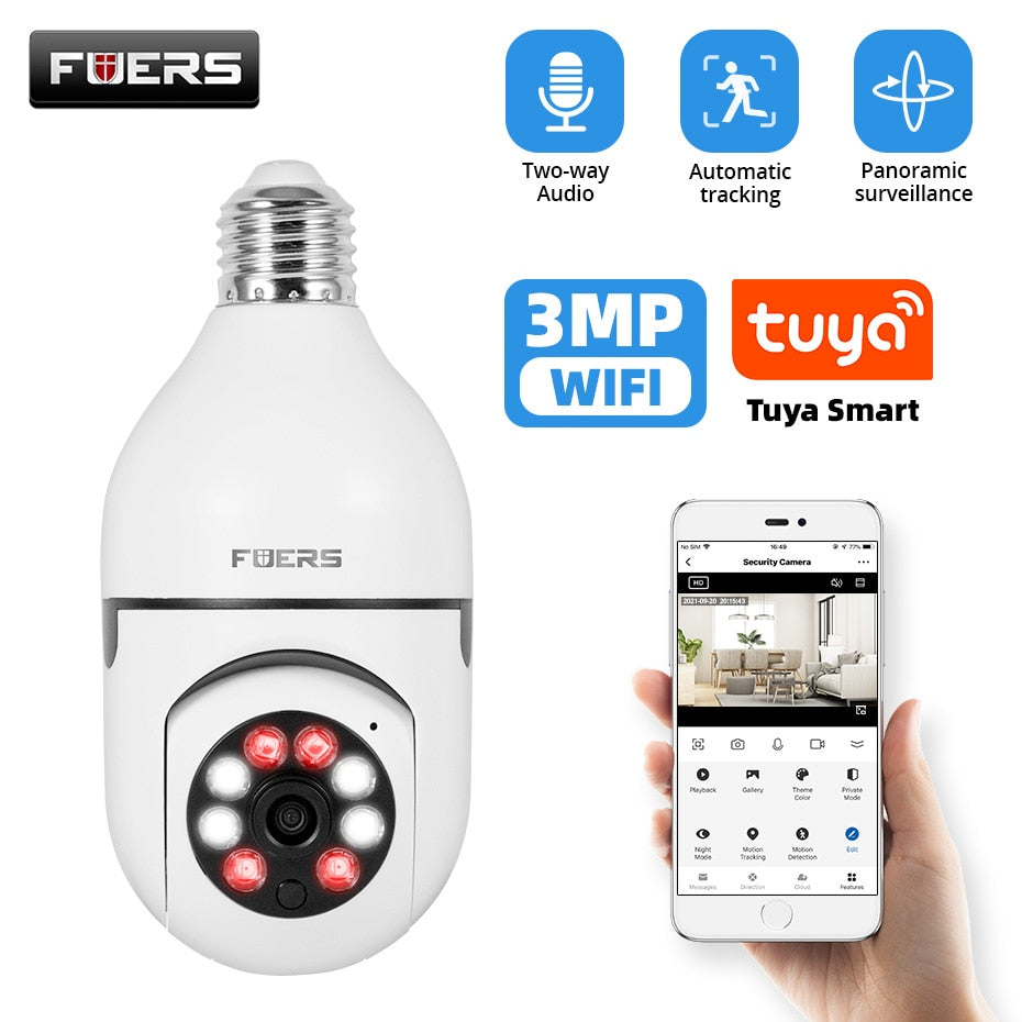 Fuers IP Camera™ 3MP E27 Bulb Full Color Wifi Indoor Mini Tuya Smart™